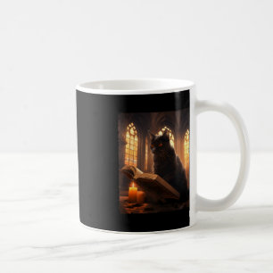 Retro Black Cat Reading Book Vintage Halloween Boo Coffee Mug