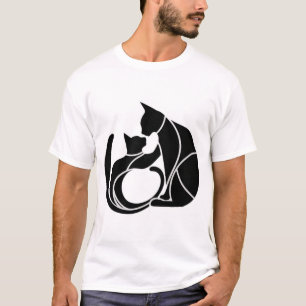 Retro Black Cat Romance: Silhouette Duo T-Shirt