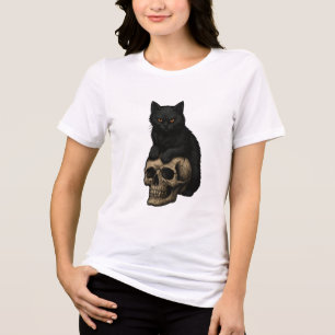 Retro Black Cat & Skull Tri-Blend Shirt