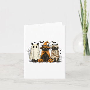 Retro Black Cat Witch Scary Halloween Pumpkin Wome Card