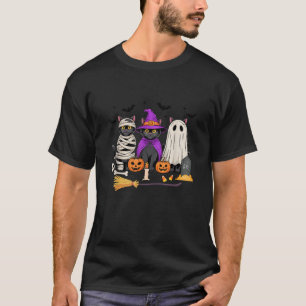 Retro Black Cat Witch Scary Halloween Pumpkin Wome T-Shirt