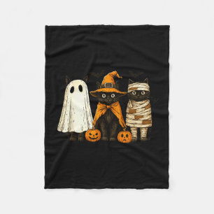 Retro Black Cat Witch Y Halloween Pumpkin Women Me Fleece Blanket