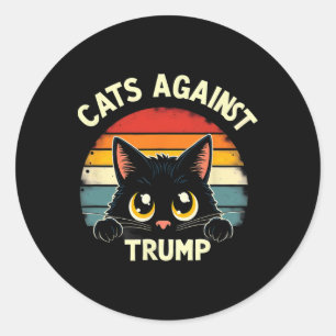 Retro Black Cats Against Trump 1 Classic Round Sticker