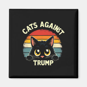 Retro Black Cats Against Trump 1  Magnet