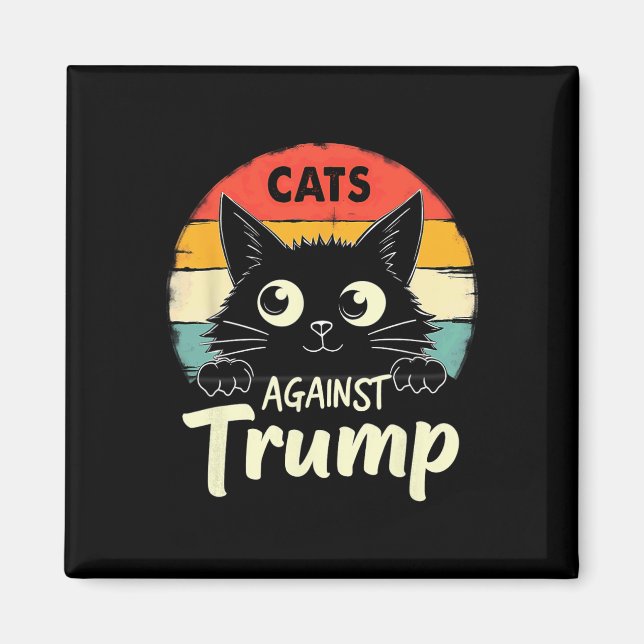 Retro Black Cats Against Trump  Magnet (Front)