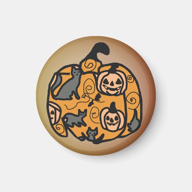 Retro Black Cats and Pumpkin Dreams  Magnet (Front)
