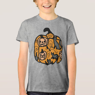 Retro Black Cats and Pumpkin Dreams  Tri-Blend Shirt