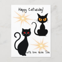 Retro black cats with starburst - editable text