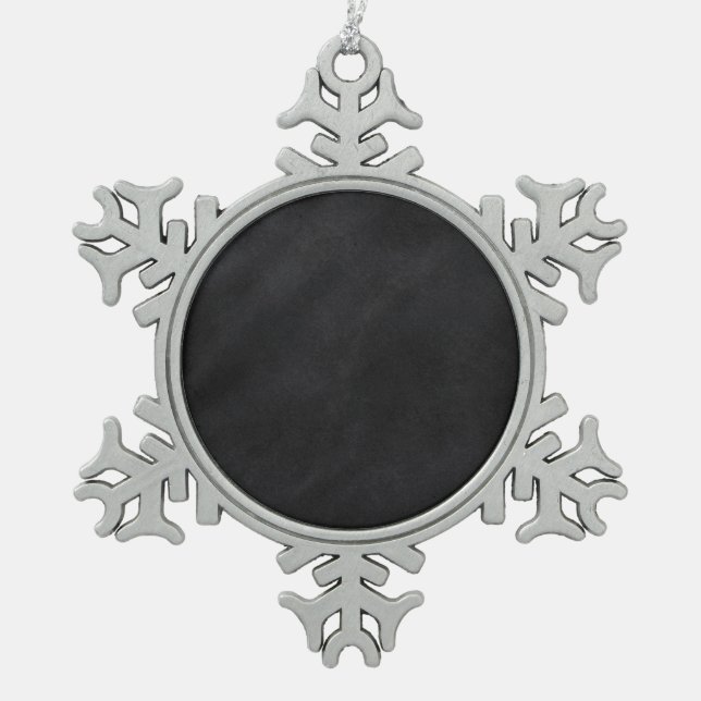 Retro Black Chalkboard Texture Snowflake Pewter Christmas Ornament (Front)