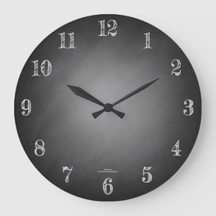 Retro Black Chalkboard Vignette Large Clock