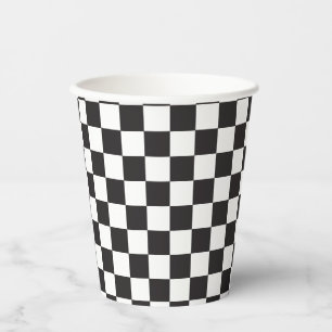 Retro Black Check Skateboard Birthday Paper Cups
