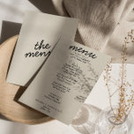 Retro Black Cream Bright Modern Trendy Wedding  Menu<br><div class="desc">A colourful retro funky modern bright  wedding dinner menu. Which features chic template design of boho vintage cream background and black typography and hand written menu in red. Perfect and matching with the whole suite.</div>