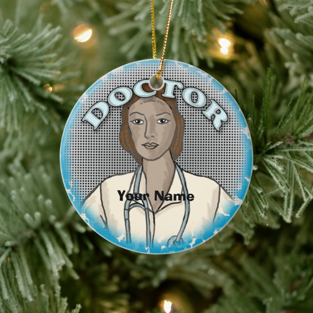 Retro black female doctor  ceramic tree decoration (Tree)