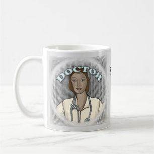 Retro black female doctor coffee mug