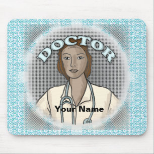 Retro black female doctor  mouse pad