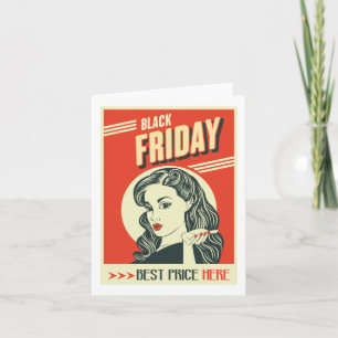 Retro Black Friday Pop Art Pin-Up Girl Card