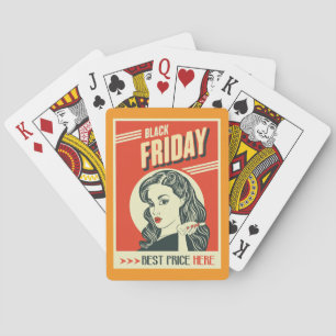 Retro Black Friday Pop Art Pin-Up Girl Playing Cards