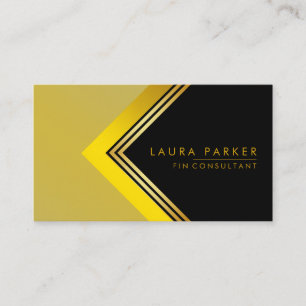 Retro Black Gold Geometrical Finance Construction Business Card