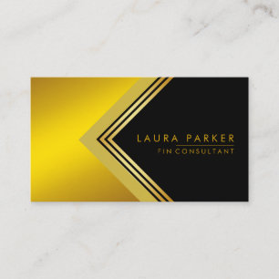 Retro Black Gold Geometrical Finance Construction Business Card