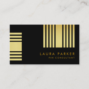Retro Black Gold Geometrical Finance Construction Business Card