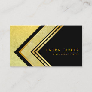 Retro Black Gold Geometrical Finance Modern Business Card