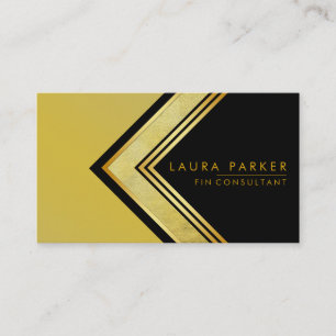 Retro Black Gold Geometrical Finance Modern Business Card