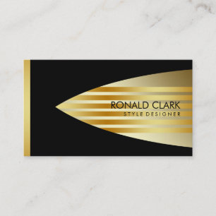 Retro Black Gold Metal Financial Services Business Card