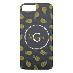 Retro black gold pineapple patterns monogram Case-Mate iPhone case
