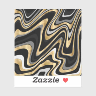 Retro Black Gold Wavy Lines Modern Design