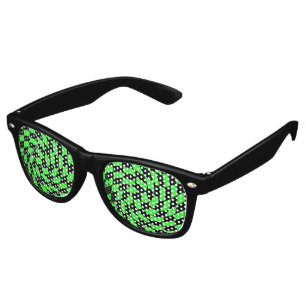 Retro black green chequerboard retro sunglasses