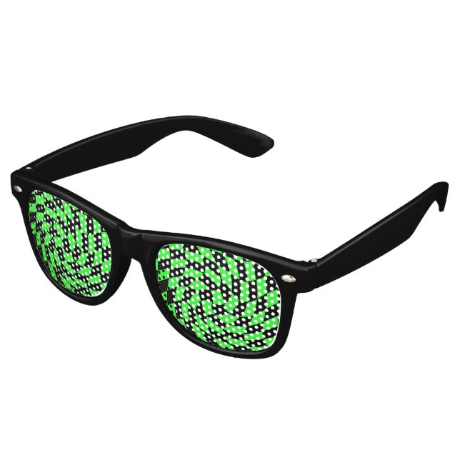 Retro black green chequerboard retro sunglasses (Angled)