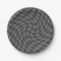 Retro Black Grey Checks Warped Chequerboard