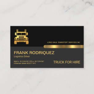 Retro Black Grey Layers Gold Tab Trucker Business Card