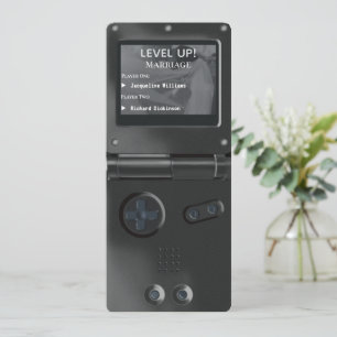 Retro Black Handheld Gaming Wedding Invitation