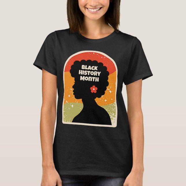 Retro Black History Month African Woman  T-Shirt (Front)