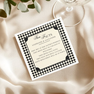 Retro Black & Ivory Fun Facts Old Money Wedding Napkin