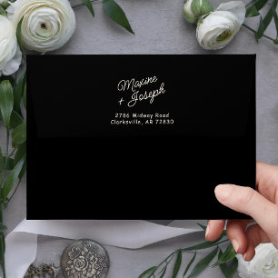 Retro Black & Ivory Hand Drawn Bow Wedding Envelope