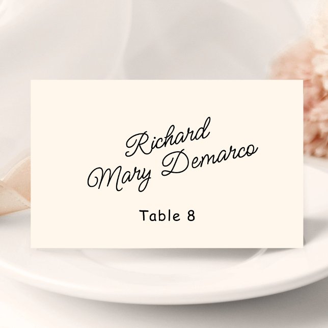 Retro Black & Ivory Wedding Guest Name Place Card (Retro black and ivory wedding place card adds vintage charm and guides guests with style.)