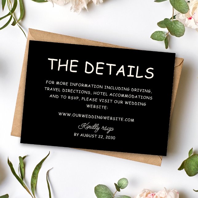 Retro Black & Ivory Wedding Information Enclosure Card (Retro black and ivory wedding enclosure card shares details with vintage charm.)