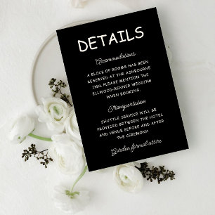 Retro Black & Ivory Wedding Information Enclosure Card