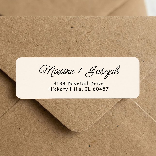 Retro Black & Ivory Wedding Return Address (Retro black and ivory return address label adds vintage style to wedding mail.)