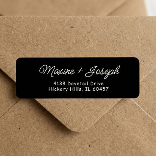 Retro Black & Ivory Wedding Return Address