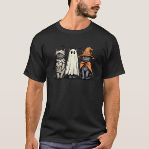 Retro Black Meow Cat Pumpkin Halloween Kitty Spook T-Shirt