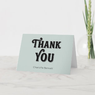 Retro Black Muted Green Typography personalised Thank You Card