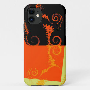 Retro black, orange and yellow swirl art graphic Case-Mate iPhone case