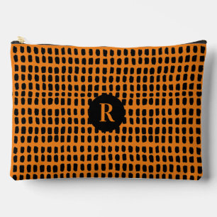 Retro Black Orange Simple Abstract Line Art Accessory Pouch