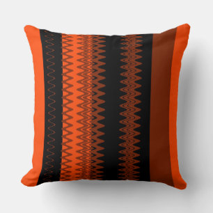 Retro Black Orange Stripes Cushion