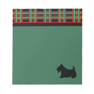 Retro Black Plaid Scottish Terrier Notepad Gift