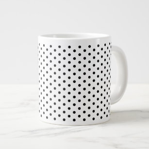 Retro Black Polka Dots Pattern Large Coffee Mug