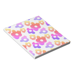 Retro Black Rainbow Colourful Flowers Pattern Notepad
